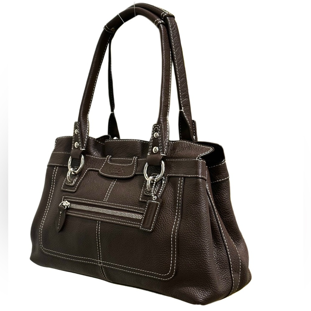 COACH PENELOPY PEBBLED LEATHER Dark Chocolate Shoulder Bag EUC 14 X 9X4X7 - Picture 4 of 16